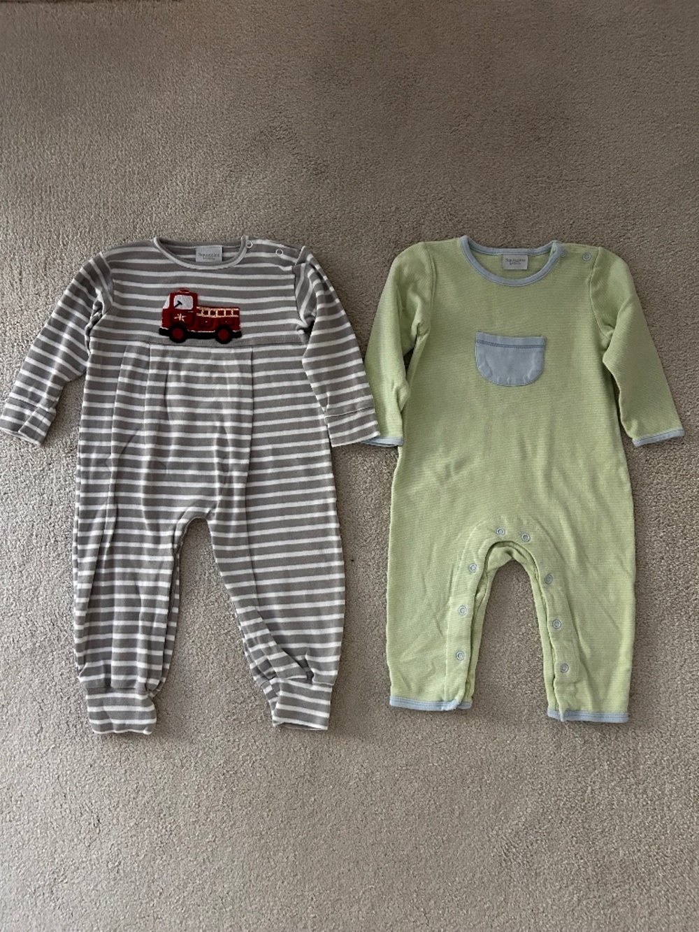Two rompers 12 & 18m Squiggles by Charlie pima cotton